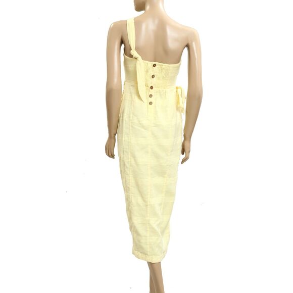 Free People Free-est At Leisure Midi Dress Wrap Smocked One-shoulder XS 283581 - Picture 6 of 8